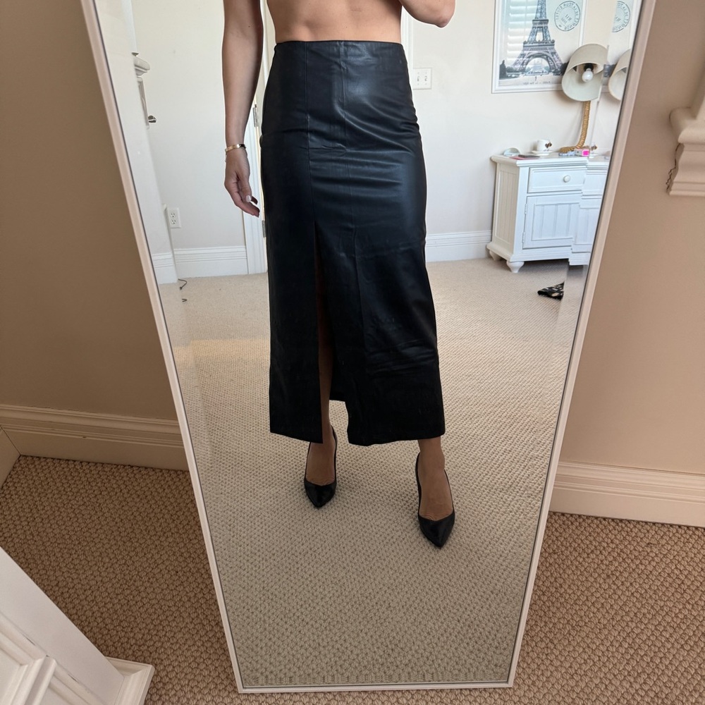 Soft Animal Side Slit Leather Skirt - Picture 5 of 5